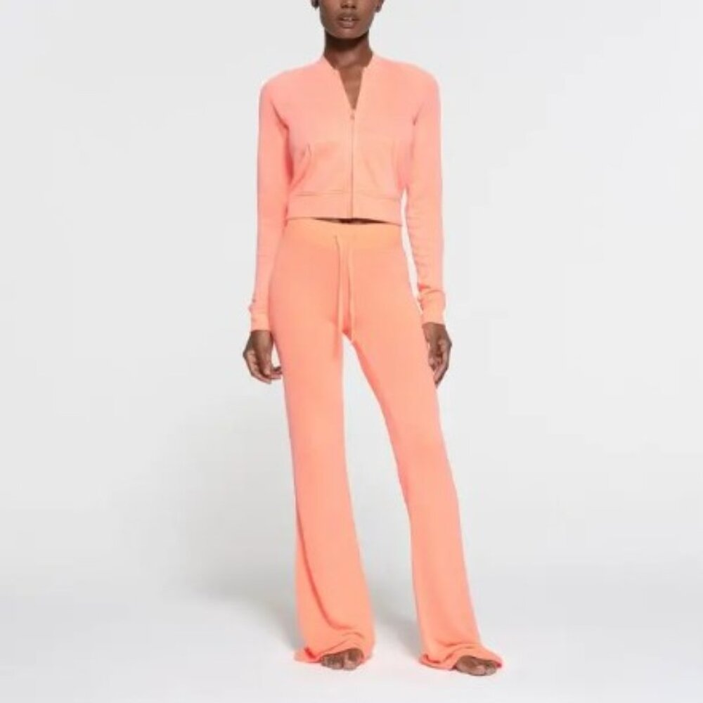 NWOT SKIMS Neon Orange French Terry Modal Flare Pant XL